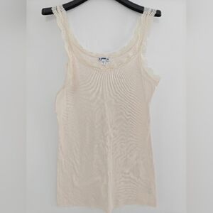 Express Y2K Cream Ribbed Tank Top With Beautiful Lace Trim Size M